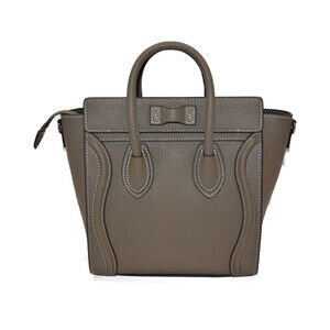 Celine Drummed Suri Calfskin Handbag Gray Greige Shopper Luggage Fashionable Bag